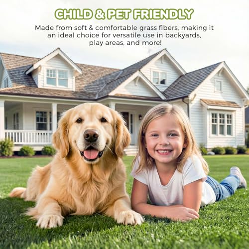 Image of Artificial Grass Rug Indoor Outdoor 7 x 15FT Faux Grass with Drainage Holes