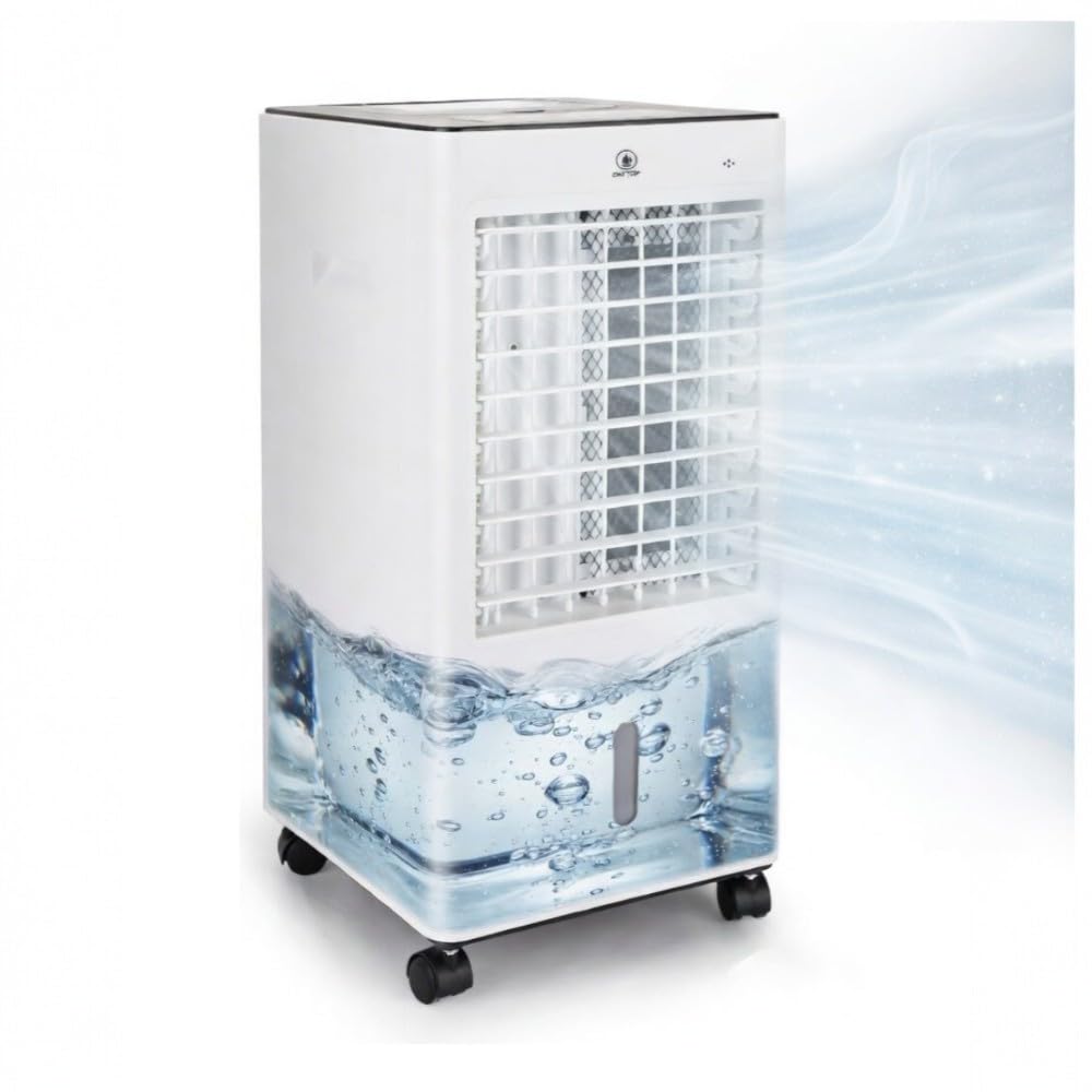 CM-TOP Climatizador Evaporativo Portátil 3 en 1, Aire Acondicionado, Enfriador de Aire con 3 Velocidades, Oscilatorio, 65W, 127V, Control Remoto, Capacidad de 6Lt, para Casa y Oficina