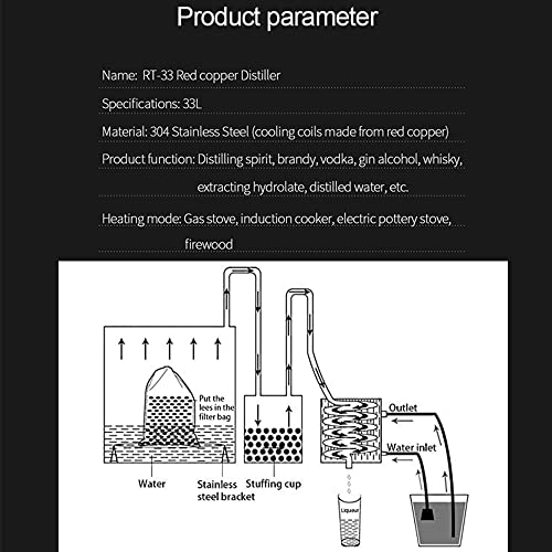 33L/50L Home Brewing Equipment-Home Distiller Used for DIY Whiskey, Brandy, Distilled Water, Hydrolates (50L)