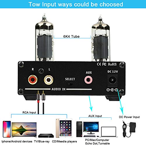 image for Fosi Audio P2 Headphone Amplifier Vacuum Tube Headphone Amp Mini Hi-Fi