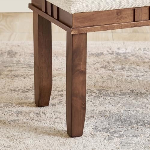Image of Home Centre | Trio Fabric Dining Bench | Solid Wood, for Dining Room | Beige | 1 Year Warranty