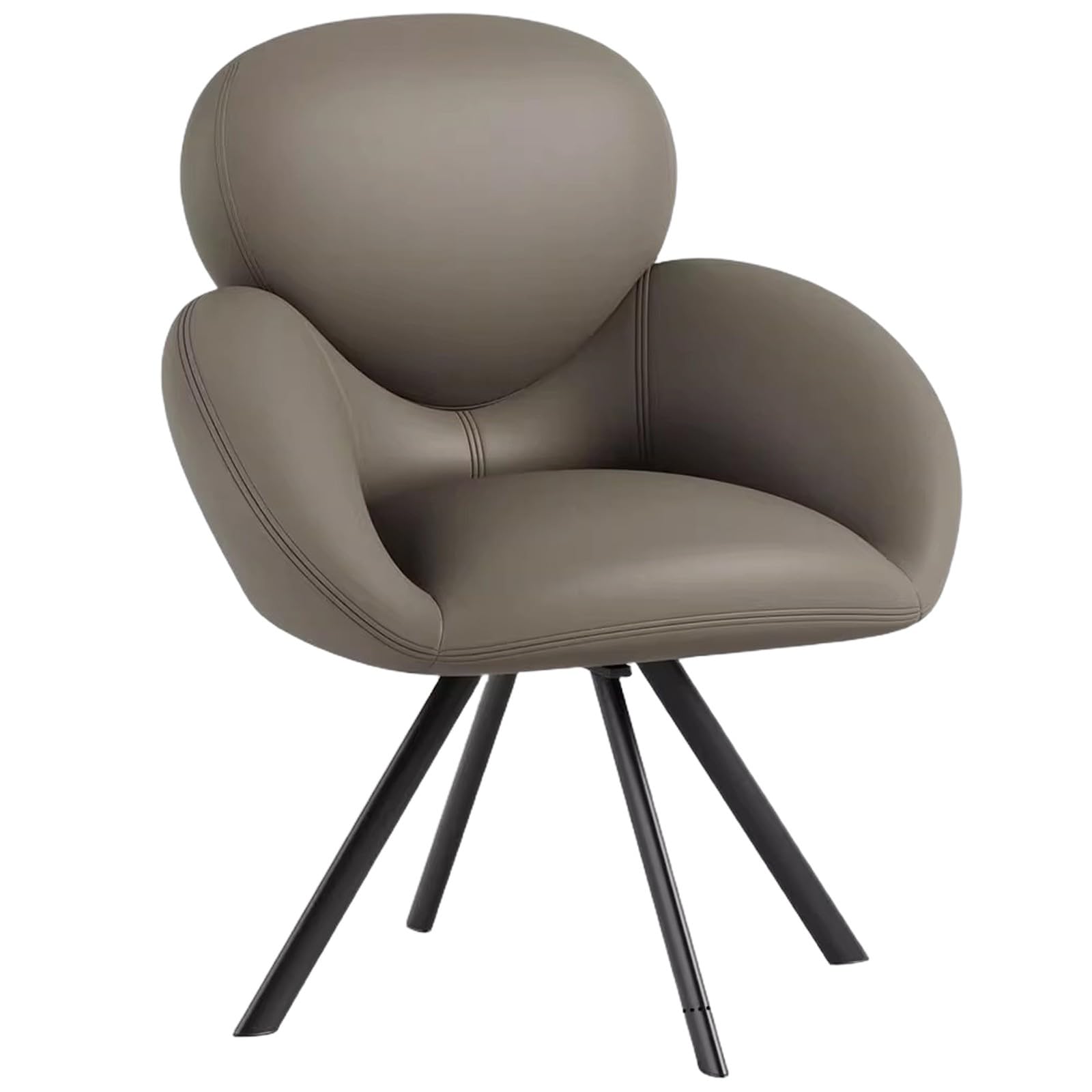 Chaise pivotante 360° en cuir gris foncé avec pieds en métal stable
