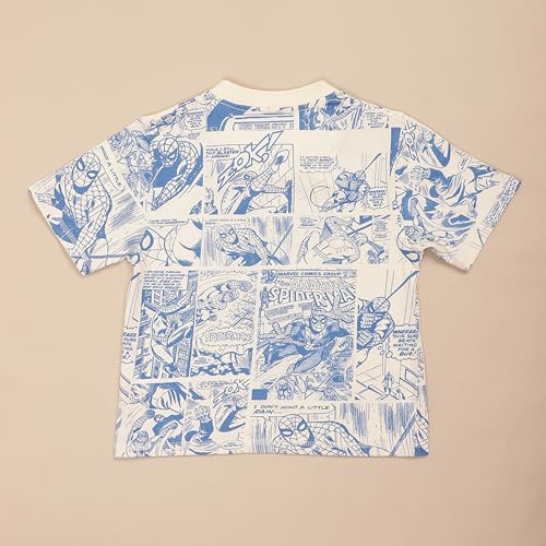 Image of Kidsville Official Marvel Comics Spiderman Boy's Graphic Printed Half Sleeves Round Neck Regular Fit Pure Breathable Cotton Fabric T-Shirt