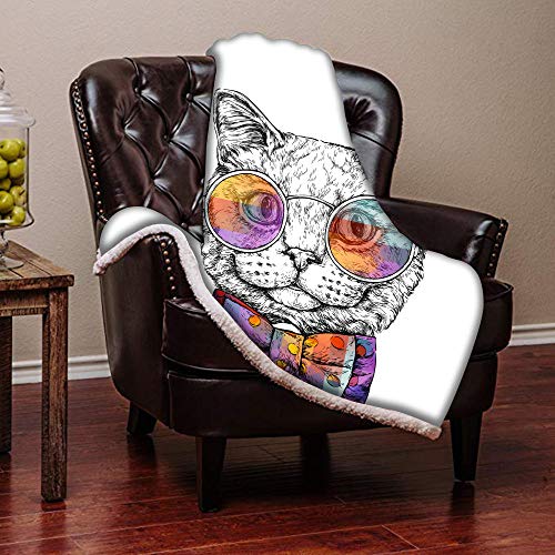 Couverture chat mignon en sherpa peluche douce et impression premium haute définition