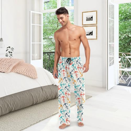 Retro Nautical Anchors Mens Pajama Pants Lounge Men's Pajama Bottoms Soft Sleep Pants With Pockets M2