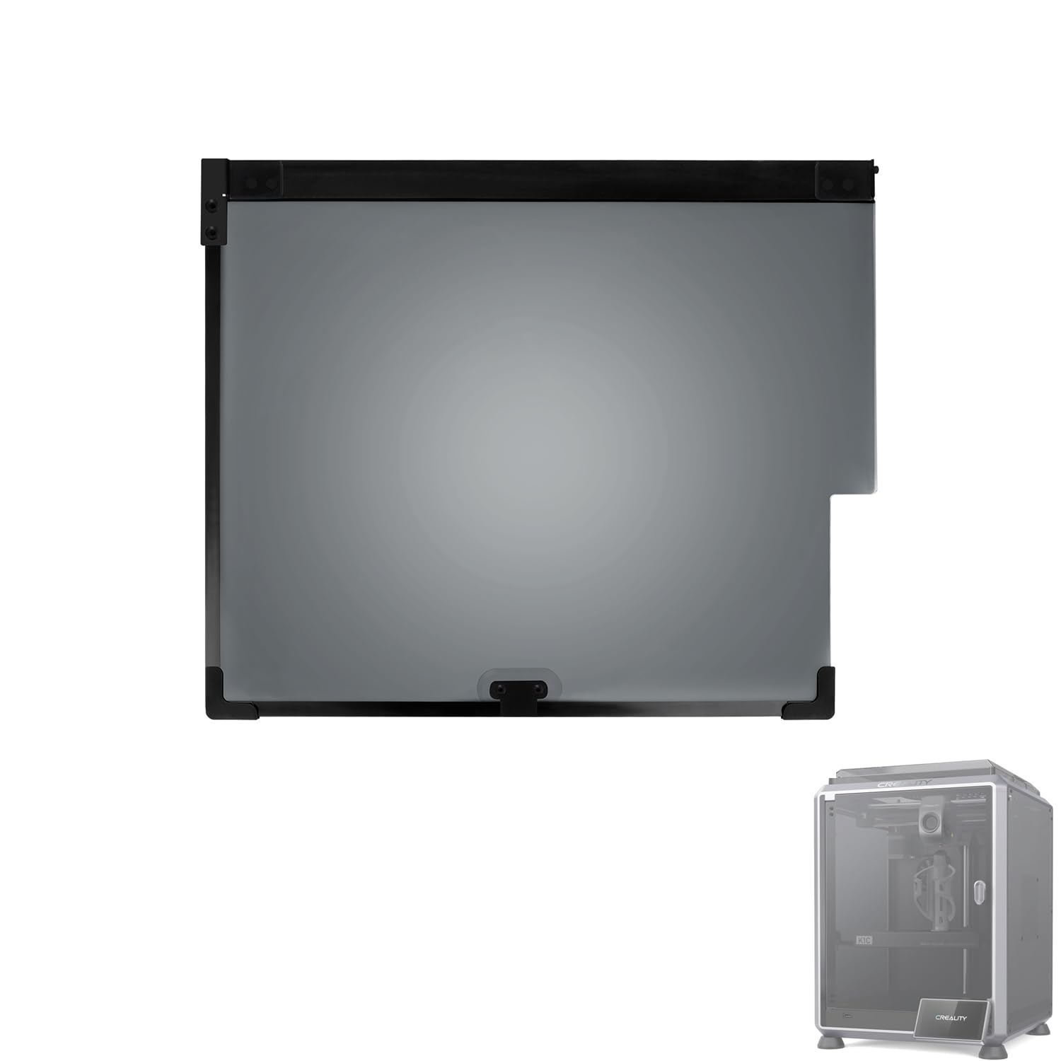 Creality K1C Fronttürglas-Ersatz – 50% Transparentes, Schwarzes Gehärtetes Glas 302x372x3 Mm – Für K1C 3D-Drucker