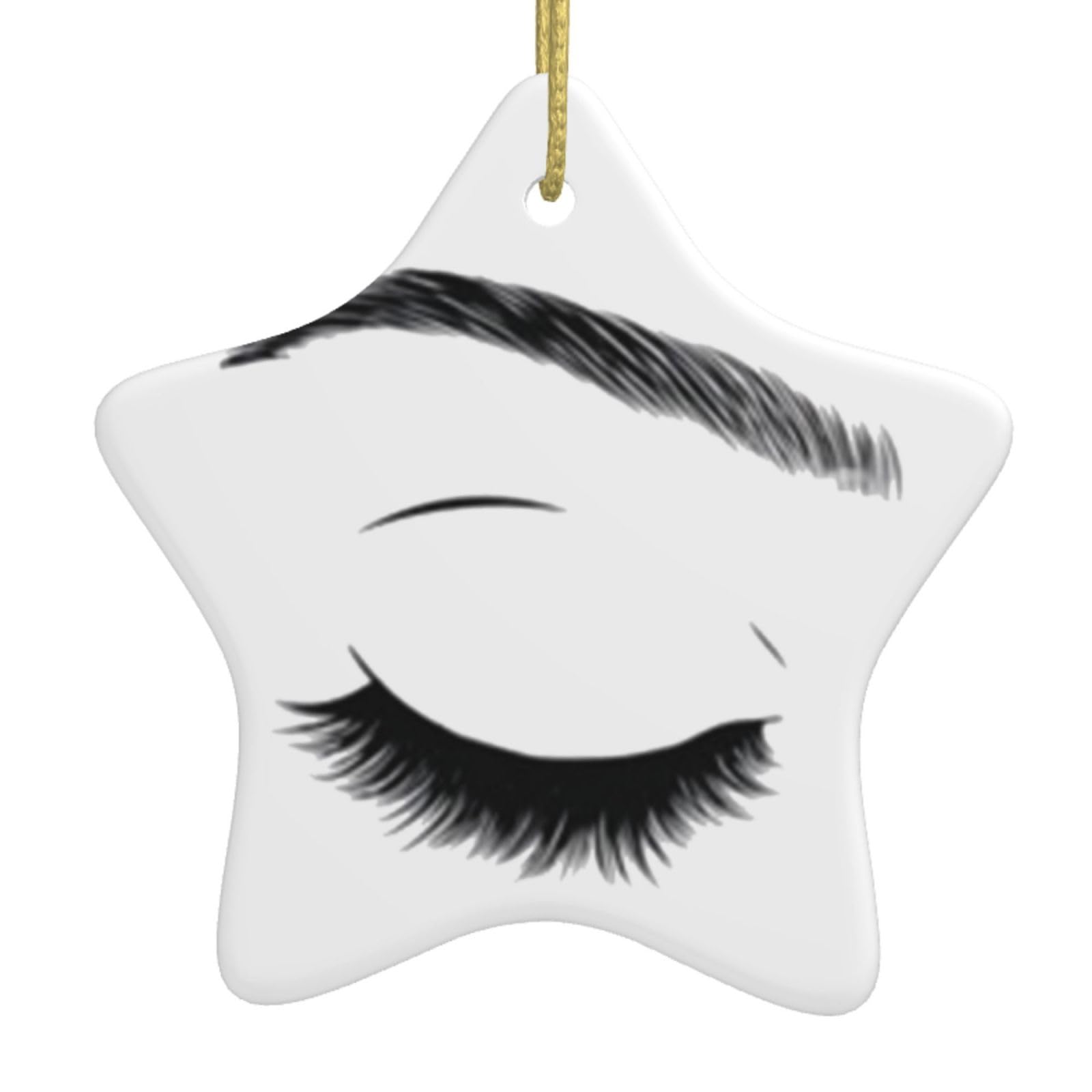 Eyelash Pattern Ceramic Pendants, Star-Shaped Christmas Tree Decorations, Personalized Christmas Ornaments