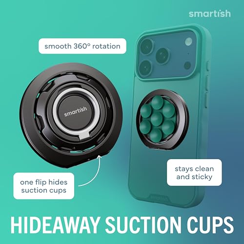 Image of Smartish MagSafe Suction Mount - WallFlower - 3 in 1 Reversible Magnetic Phone Grip Finger Loop, Suction Mount, Kickstand w /Universal MagSafe Adapter Kit for Apple iPhone - So Jaded