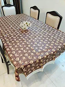 CASA-NEST Thick PVC Printed Dining Table Cover, 4 to 6 Seater Size-54x78 inch, Waterproof Easy to Clean, Multi Color printed002