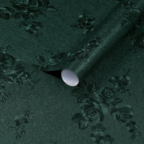 Dimoon 17.7''x393.7''Green Peel and Stick Wallpaper Gothic Floral Wall Paper