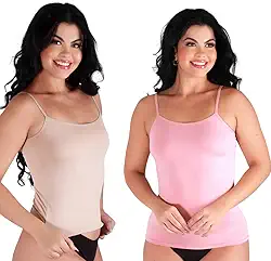 Kit 2 Regatas Alça Fina Feminina Camiseta Segunda Pele Anágua Underwear Conforto Não Marca