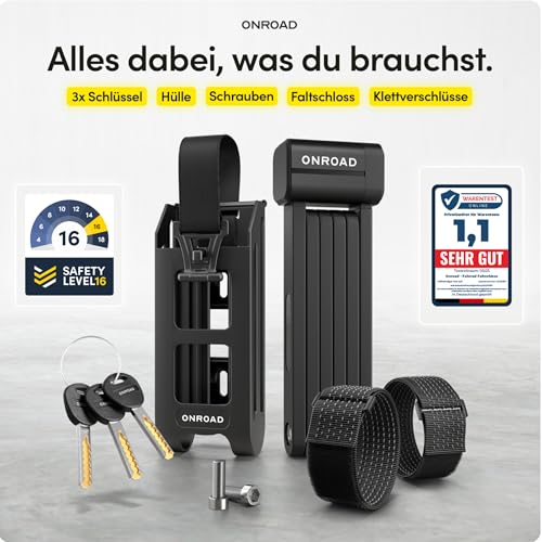 ONROAD Faltschloss Fahrrad Onlock Pro 85cm diebstahlsicher – Fahrradschloss hohe Sicherheit… – Ansicht 8