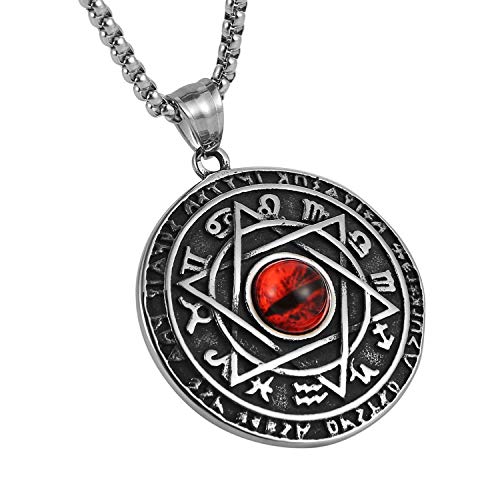 Hzman Red Eyes Talisman Seal Solomon Six-Pointed Star 12 Constellation Pendant Stainless Steel Necklaces #TOP1