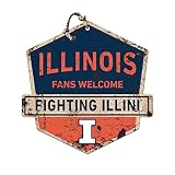 KH Sports Fan Illinois Fighting Illini Fans Welcome Badge Sign, 20x20 Inches, Fighting Illini Decor for Dorm Room, Bedroom, Fan Cave, Living Room; Display Your Team Spirit with This Unique Illinois Fighting Illini Wall Art