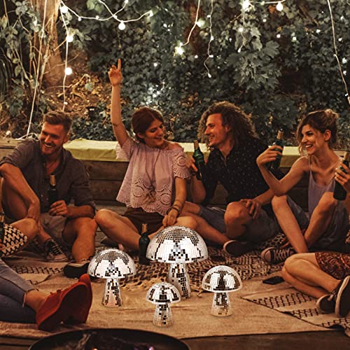 8 Pack Mushroom Disco Ball Silver Mirror Disco Mushroom Glitter Disco Balls Mushroom Disco Party Decorations Party Favors Supplies For Stage Home (4''+5''+ 6''+7'' Set Of 8) #TOP6