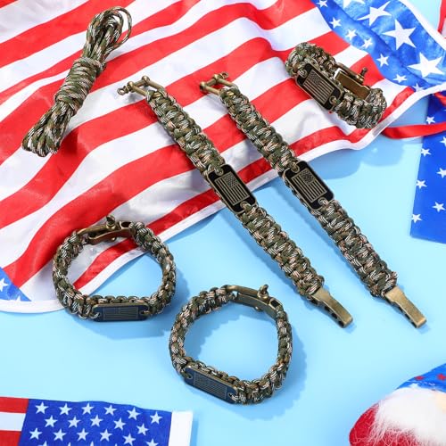 Liliaafar 40 Pcs Memorial Day Patriotic Paracord Bracelet for Dad Veteran Tactical Bracelet Gift Adjustable for Christmas Veteran Day Favor Souvenir Stuff Sports Outdoors (Bronze) by Liliaafar - Image 4