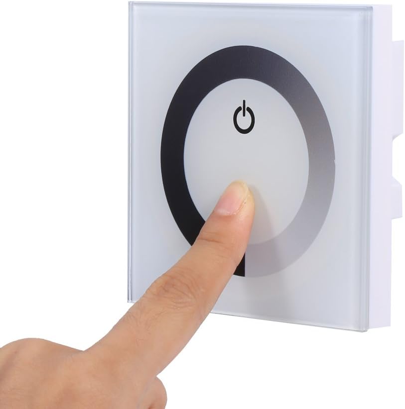 DC 12V-24V Wall Mounted Touch Panel Controller Brightness Dimmer, Touch Panel LED Dimmer Switch Brightness Controller for Single Color LED Light Strip(White)