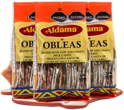ALDAMA Mini Obleas Milk Candy Wafers โ Traditional Mexican Cajeta Wafer Candy, Individually Wrapped (3-Pack, 20 Piece Per Pack)