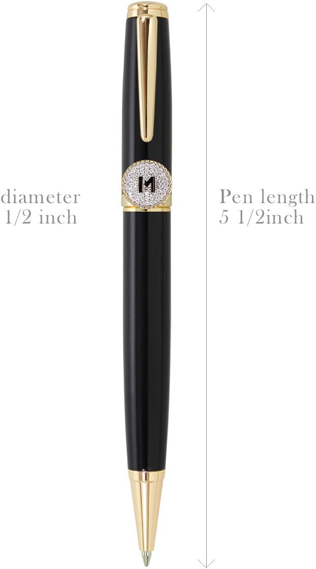 BIJOUX BOBBI [Premium Quality Pen with Individualized Letter Embellishment - Letter B - Black/Gold