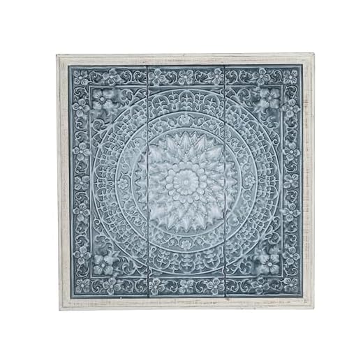 Deco 79 Traditional Medallion Wall Decor, 2"W x 34"H, Off- Off-White, Teal