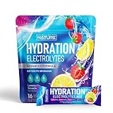 Electrolytes Powder Hydration Packets – Recovery Drink Mix with Sodium, Potassium, Magnesium, Calcium, Vitamin C & Zinc – Sugar Free, Keto, Non GMO & Vegan – Strawberry Lemonade – 16 Sticks