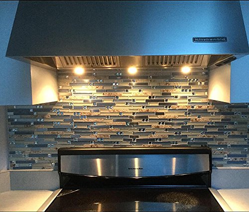 Blujellyfish Beach Style Tile Real Seashell Inside Blue Cream White Brushed Steel Art Mosaic Kitchen Backsplash Bath Decor (Pack Of 5 Sheets) #TOP4