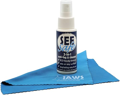 Jaws SEEsafe 2 en 1 Antivaho y limpiador con paño en caja de exhibición, 2 onzas