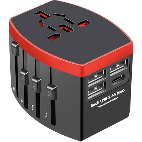Adaptador de Corriente de Viaje Universal con 3 USB y 1 Tipo C Cover