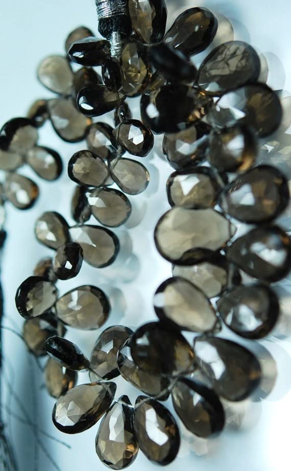 Quartz Fumé Naturel Perles Briolettes Facettées pour Création Bijoux Bohèmes