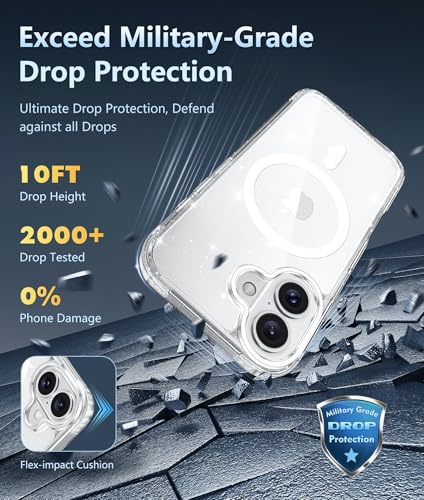 Image of FNTCASE for iPhone 16 Plus Case: Clear Magnetic Phone Cases Compatible with Magsafe Slim Anti Yellowing Military Grade Drop Rugged Protective Transparent Cell Phone Cover (B-Glitter Magnetic)