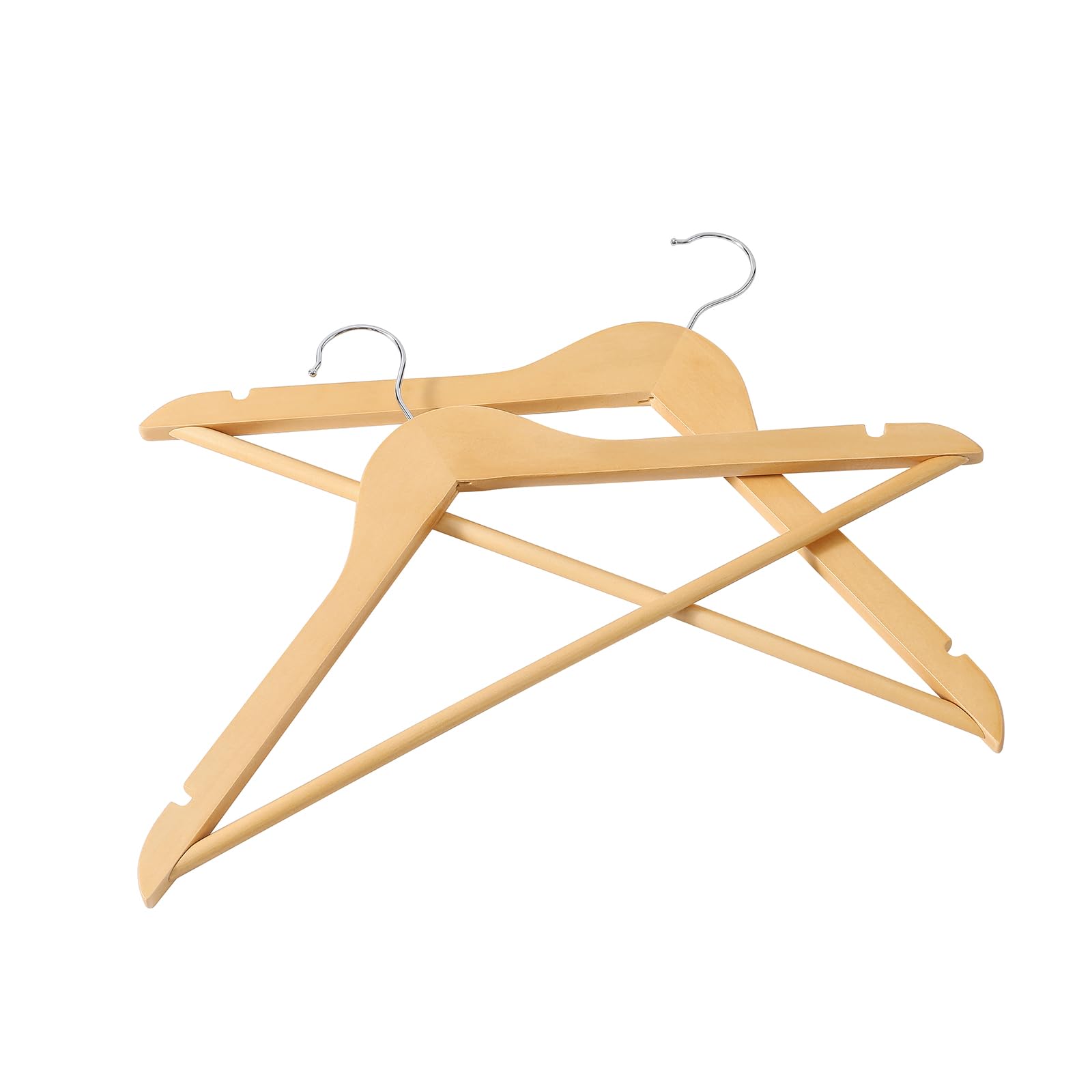 Aueabc 20 Pack Hanger Natural Color Wood Suit Hangers with Round bar and 360° Rota-Table Hook for Hanging Shirts, Jackets, Pants