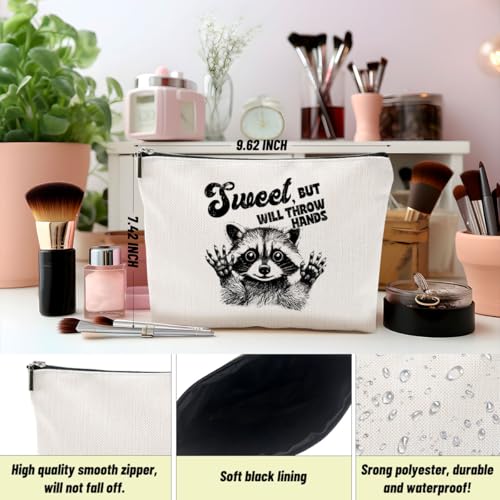 Sarcastic Raccoon Makeup Bag Funny Gifts Humor Cosmetic Bag Raccoon Gifts for Women Friend Sisters Coworker Zipper Pouchs Toiletry Bags for Camping Picnic Thanksgiving Christmas Friendship Gifts3