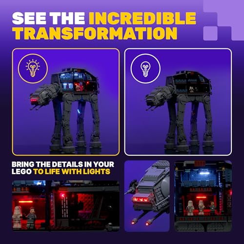 Image of Light My Bricks LED Light Kit for LEGO Star Wars UCS AT-AT 75313 - Custom Display Lighting to Illuminate and Enhance the LEGO 75313 Model (Lights Only, Model Not Included)
