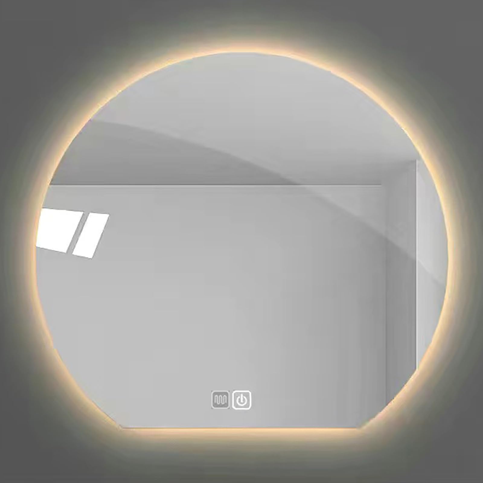 FGXHHS LED Semi-Circular Anti-Fog Vanity Mirror with 3 Color Changing Lights, HD Explosion-Proof, Backlit Illuminated Wall for Modern Bathrooms, Shaving & Makeup, 70x63cm