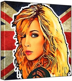 Impression Pop Art Katie Cassidy 30x30 cm tableau carré multicolore Union Jack pour déco mural