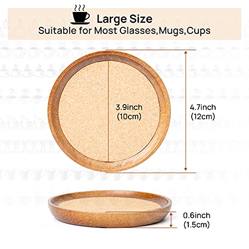 Wooden Drink Coasters,4 Cup Coasters For Drinks Absorbent Cork Coasters Set,Large Natural Wood Stackable Reusable Coasters For Home Office Coffee Bar Table,Rustic Gifts For New Home Friends (4 Pack) #TOP1