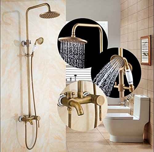 Robinet mitigeur mitigeur laiton antique et colonne douche à main vintage