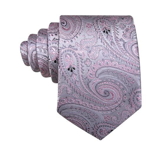 Image of Barry.Wang Paisley Tie Fashion Set Hanky Cufflinks Neckties for Men Woven Silk