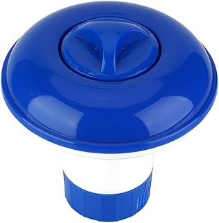 Dozownik produktów chemicznych do basenu, pływający dozownik chloru, Dozownik tabletek chemicznych regulowany dozownik chloru, pływający chlor, niebieski + biały