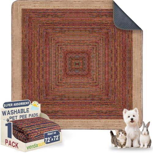 Image of Washable Pee Pads for Dogs, Reusable Puppy Potty Training Pads, Ultra-Absorbent Thick Waterproof Leak-Proof Non-Slip Pads & Mat for Crate, Playpen, Floor, Whelping & Housebreaking , 1 Pack 72 inchx72 inch