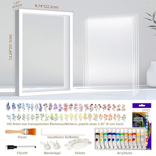 GUDELAK Handabdruck Set Familie für 4 Personen mit 12 Acrylfarbe, DIY Baby Handabdruck und Fußabdruck Set mit Sticker Blumen, Geschenke für Werdende Väter Mütter Baby Shower Taufe