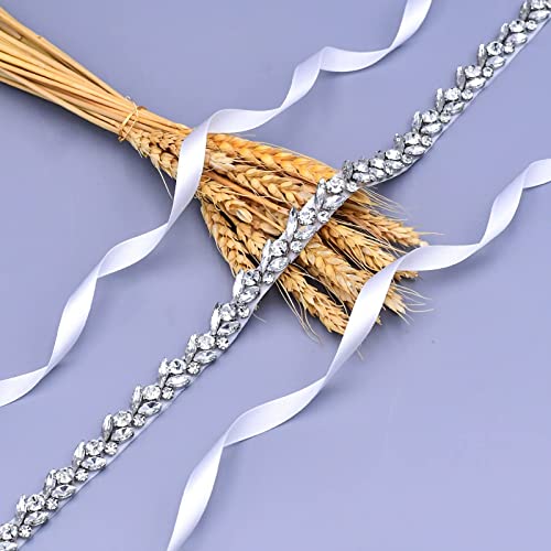 HONGMEI Rhinestone Thin Bridal Belt Wedding Dress Belt Handmade Sash for Bride and Bridesmaid4