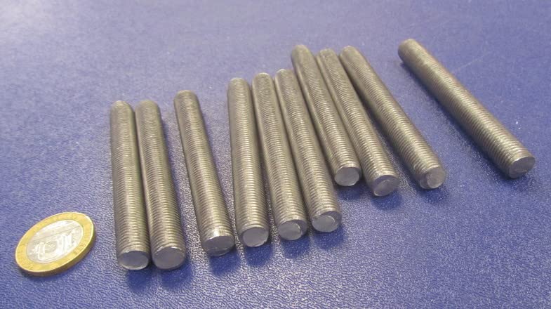 Steel Fully Threaded Round Rod, RH, 3/8"-24 Diameter x 3.00" Length, 10 Pcs.