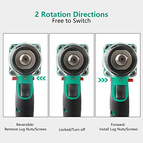 Enegitech 18V Lithium-ion Impact Wrench Combo Kit, ½" Drive, Brushless Motor, 3097 in.lbs Torque 4 Speed Cordless Power Tool with 2 x 3.0Ah Battery and 1 x 30 min Fast Charger ET01C