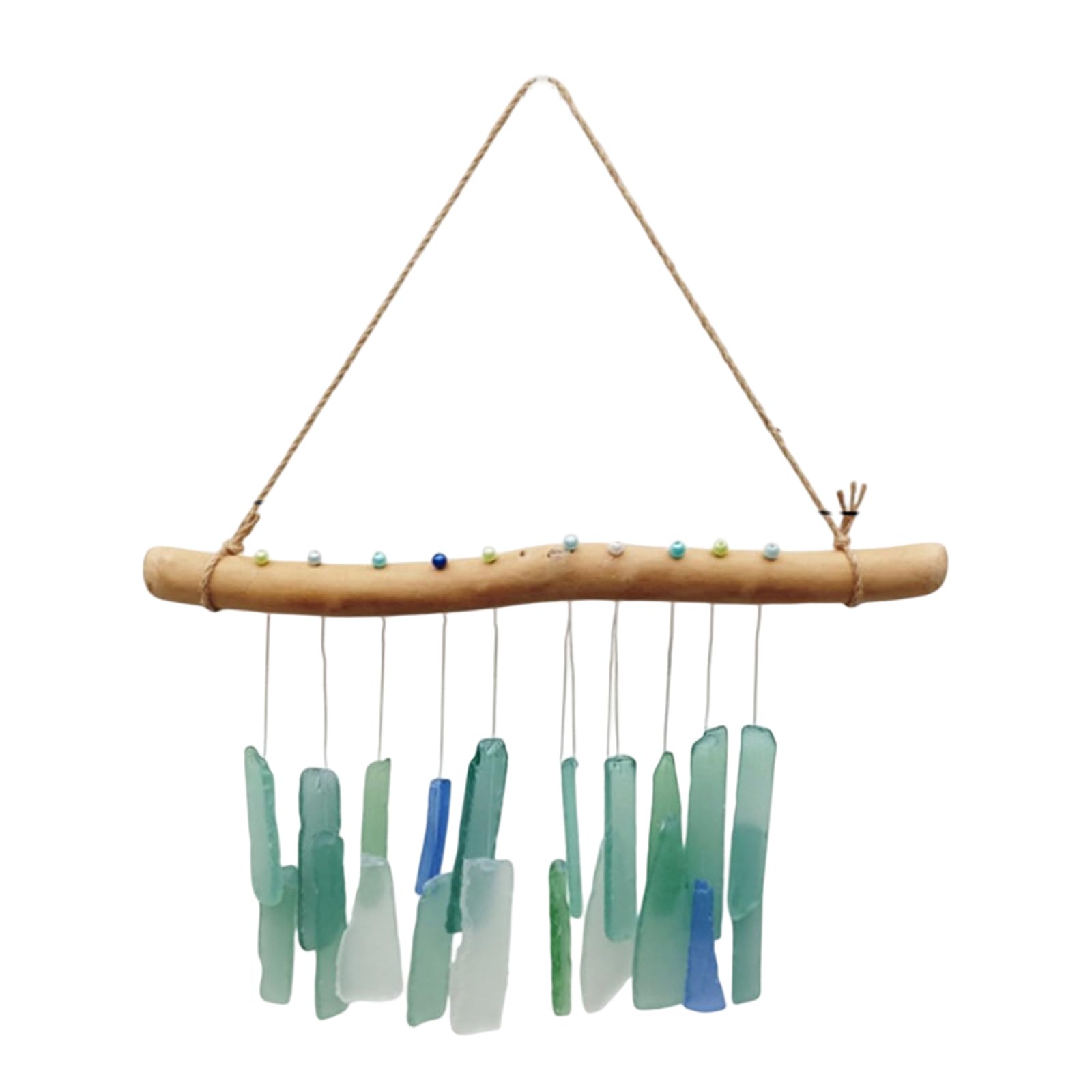 CAZSTYK Sea Glass Wind Chimes, Sea Glass Wooden Wind Chimes Hanging Decoration for Garden, Patios, Balconys Yard Lawns Handcrafted Windchimes Suncatchers