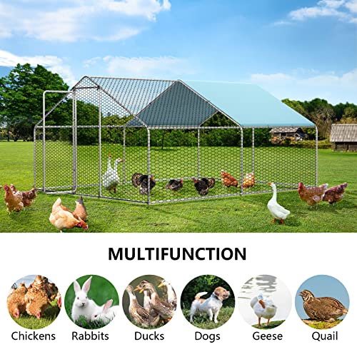 LOVMOR Large Chicken Coop Metal Chicken Run for 10 Chickens,Walk-in Poultry Cage for Yard with Waterproof and Anti-UV Cover Lockable Door Design(9.8'Lx13.1'Wx6.4'H) - Thumbnail 5