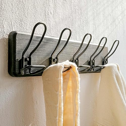 Dseap Coat Rack Wall Mounted - Heavy Duty Farmhouse Rustic Wall Coat Hanger with 5 Wire Hooks for Clothes Hat Jacket Towel, RusticWire, G25A, Black by Dseap - Image 7