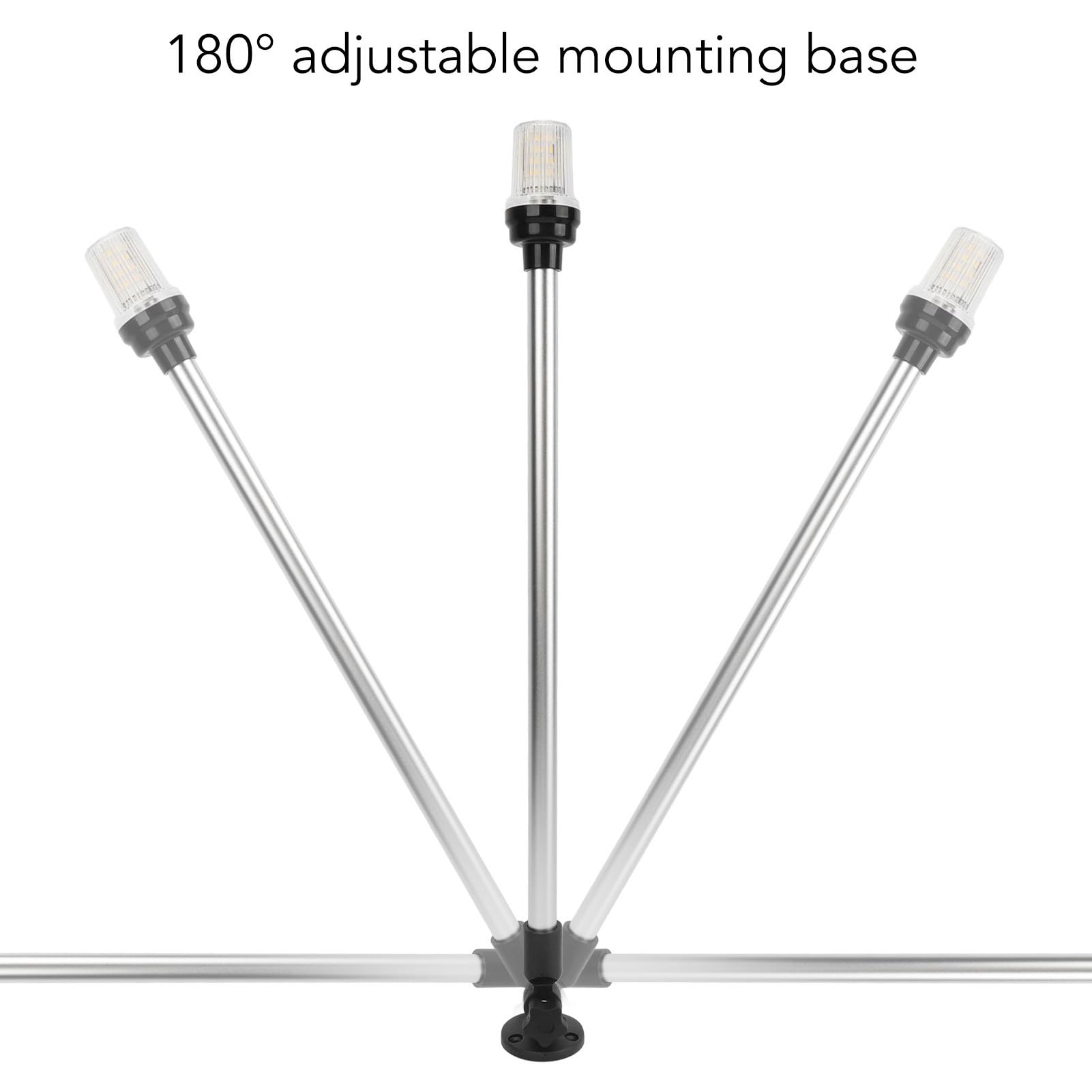 Cryfokt Lumière D'ancre de Bateau à LED de 24 Pouces avec Base en Aluminium Résistant à la Corrosion pour Usage Marin et Bateaux de Pêche (BLACK)