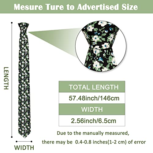 Image of Mantieqingway Men Skinny Tie Cotton Floral Necktie for Wedding Groomsmen Tie