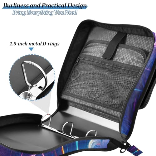 Image of Custom 3 Ring Zipper Binder Galaxy Forest Wolves Personalized Name 1.5 inch Binders Large Capacity Multi Pockets for School Office Supplies